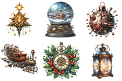 Steampunk Christmas Clipart Bundle 98 - CraftNest - Digital Crafting and Art