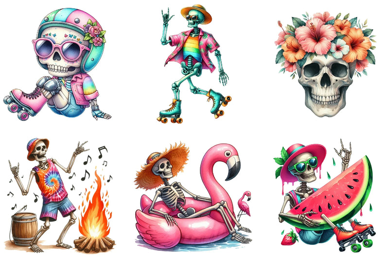 Summer Skeleton Clipart Bundle - CraftNest - Digital Crafting and Art