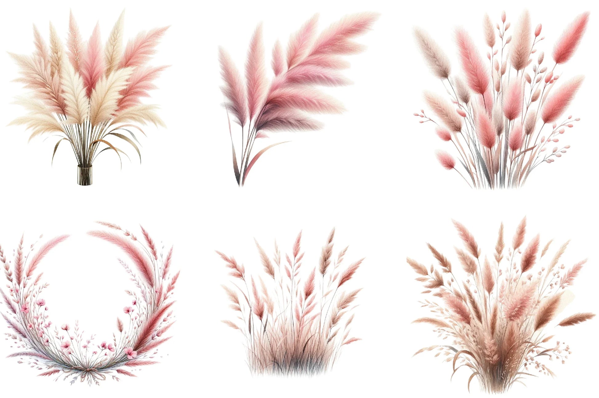 Pink Summer Grass Clipart Bundle - CraftNest - Digital Crafting and Art
