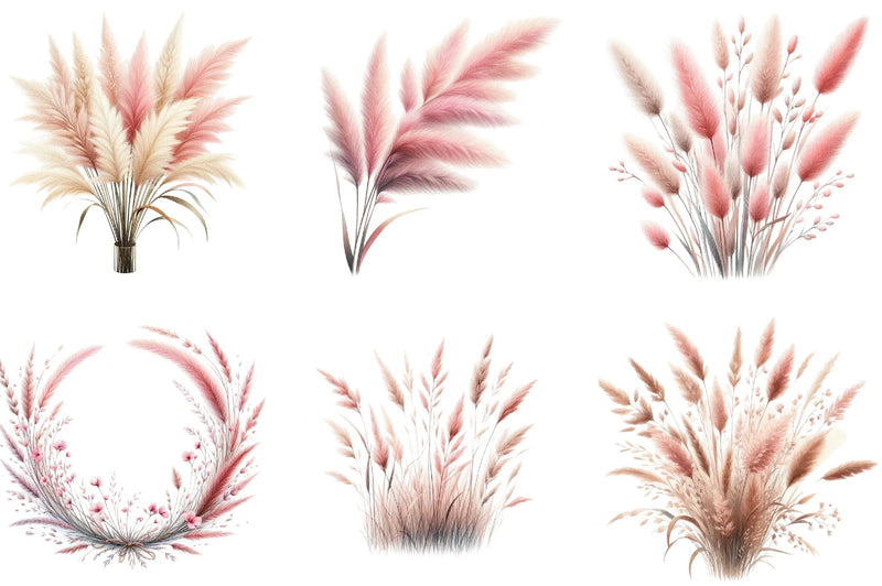 Pink Summer Grass Clipart Bundle - CraftNest - Digital Crafting and Art