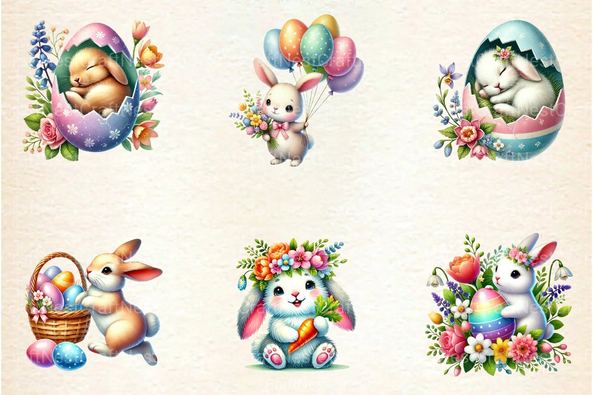 Easter Bunny Clipart Bundle 13 - CraftNest - Digital Crafting and Art