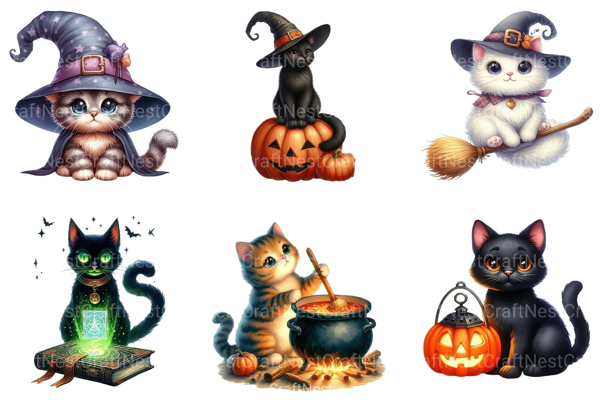 Witch Cats Clipart Bundle - CraftNest - Digital Crafting and Art