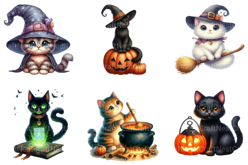 Witch Cats Clipart Bundle - CraftNest - Digital Crafting and Art