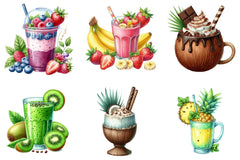 Summer Tropical Smoothie Clipart Bundle - CraftNest - Digital Crafting and Art