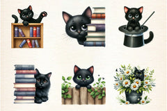 Black Cat Peeking Clipart Bundle - CraftNest - Digital Crafting and Art