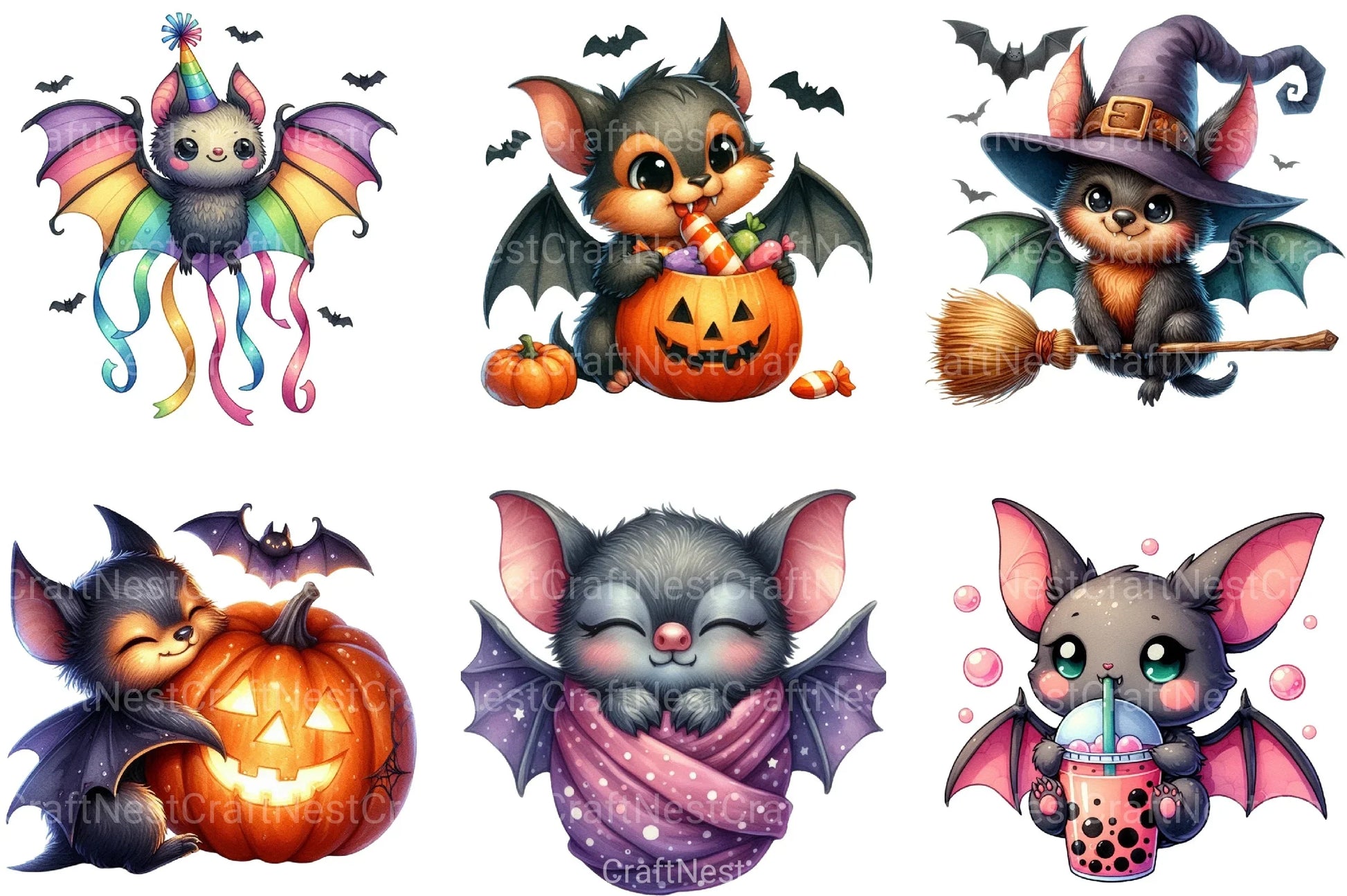 Quirky Bat Clipart Bundle - CraftNest - Digital Crafting and Art