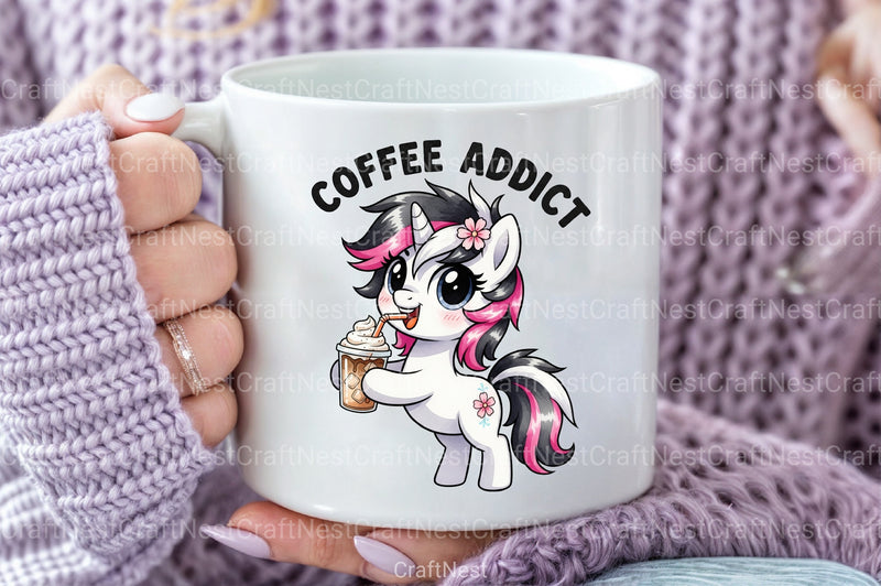 Coffee Addict Cute Horse Clipart Bundle - CraftNest - Digital Crafting and Art