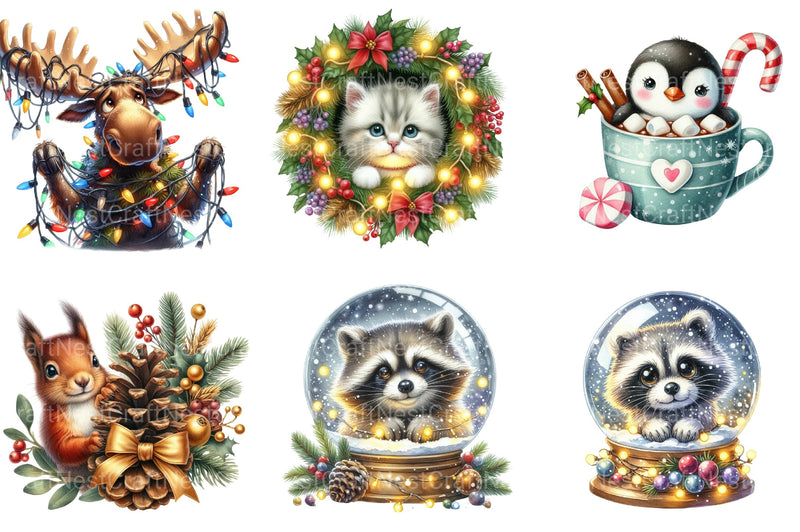 Christmas Animal Peeking Clipart Bundle 4 - CraftNest - Digital Crafting and Art