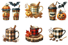 Autumn Plaid Coffee Cup Clipart Bundle 2 - CraftNest - Digital Crafting and Art