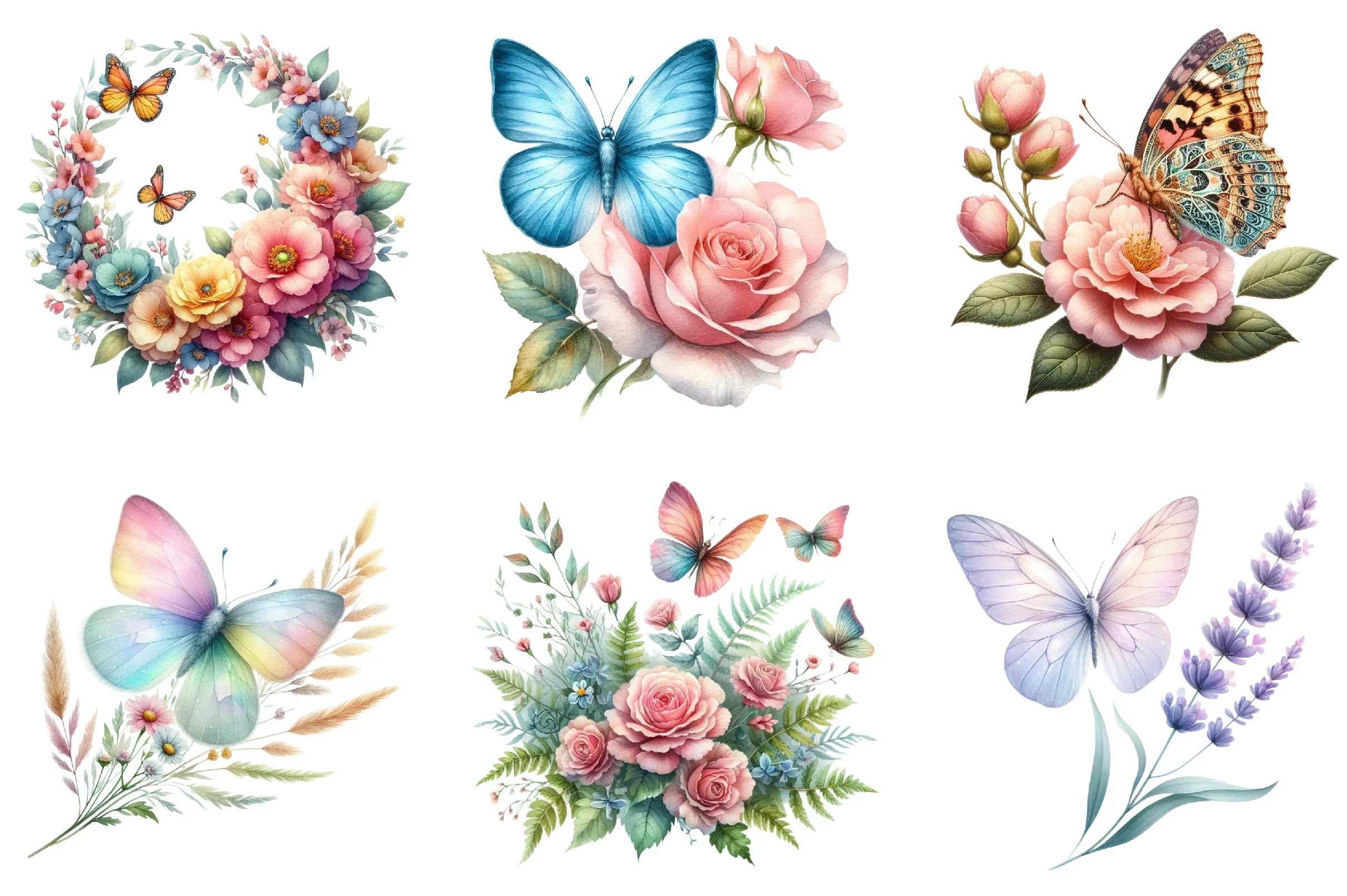 Butterfly Flowers Clipart Bundle - CraftNest - Digital Crafting and Art
