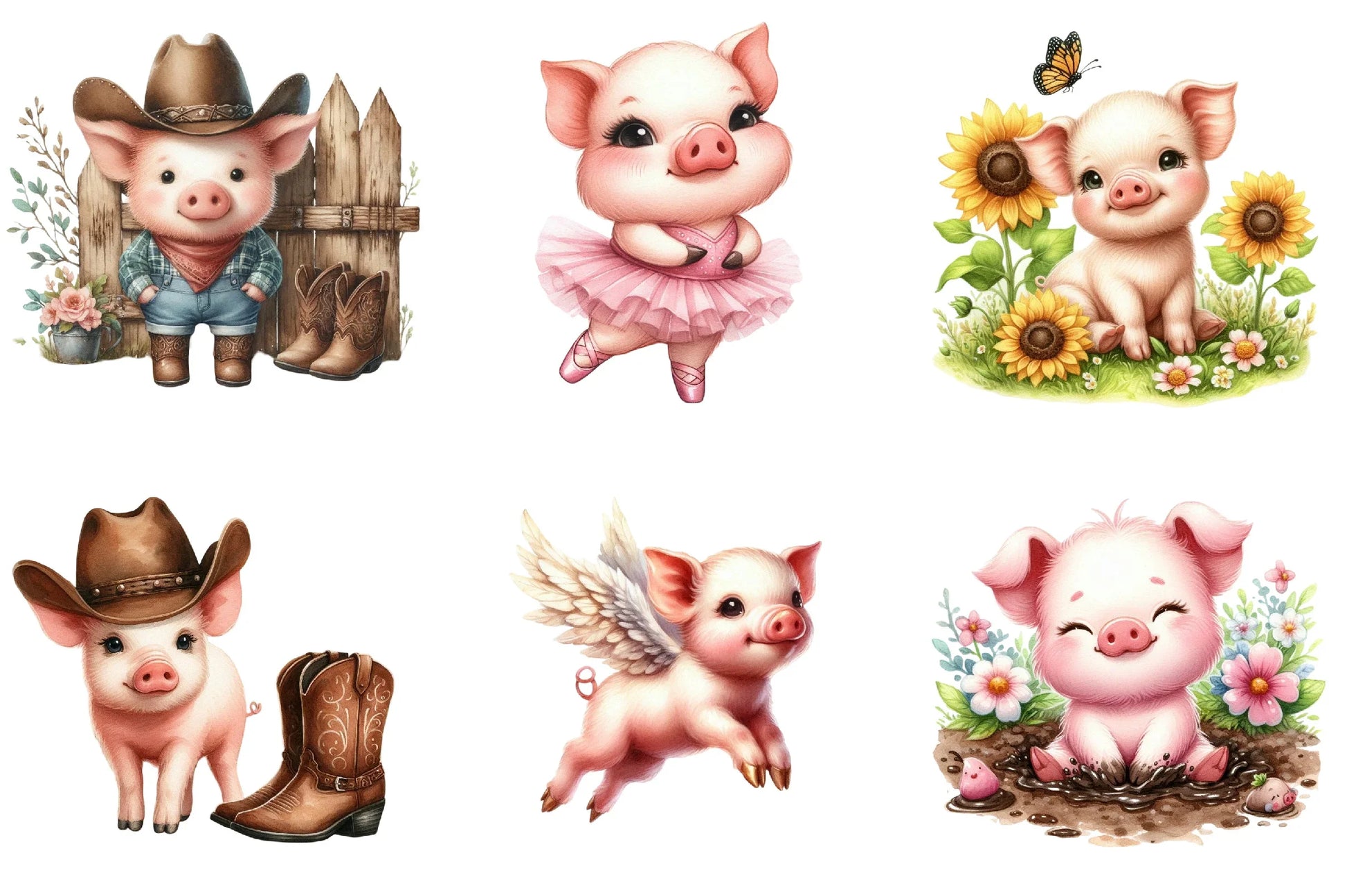 Cute Pig Clipart Bundle - CraftNest - Digital Crafting and Art