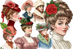 Victorian Christmas Ladies Clipart Bundle - CraftNest - Digital Crafting and Art