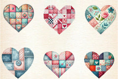 Patchwork Heart Valentine's Day Clipart Bundle 99 - CraftNest - Digital Crafting and Art