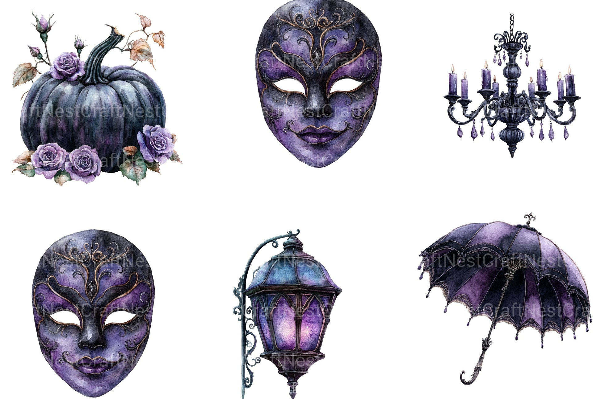 Black Purple Gothic Halloween Clipart Bundle 99 - CraftNest - Digital Crafting and Art