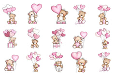 Valentine's Day Teddy Bear Balloons Clipart Bundle - CraftNest - Digital Crafting and Art