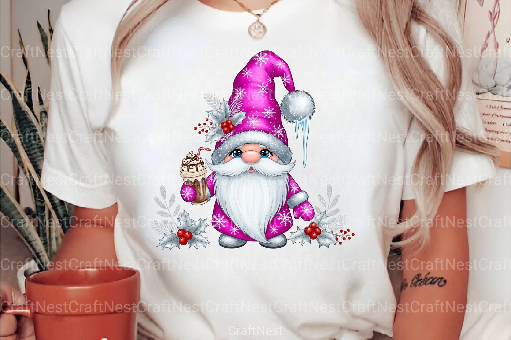 Pink Christmas Gnome Clipart Bundle - CraftNest - Digital Crafting and Art