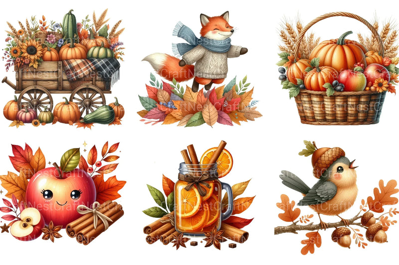 Whimsical Autumn Harvest Clipart Bundle - CraftNest - Digital Crafting and Art