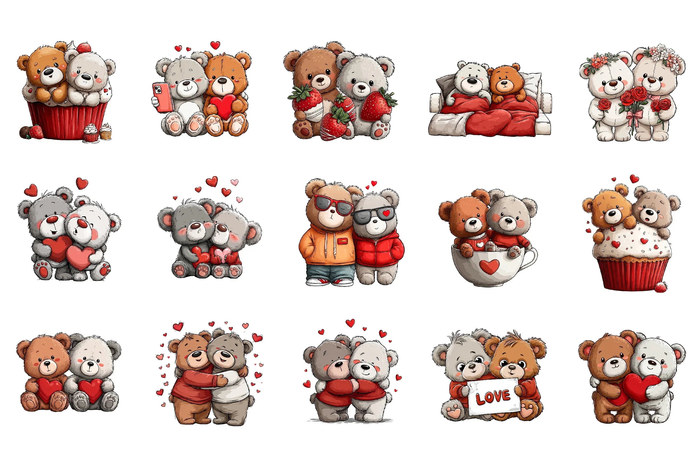 Valentine Bear Couple Clipart Bundle - CraftNest - Digital Crafting and Art