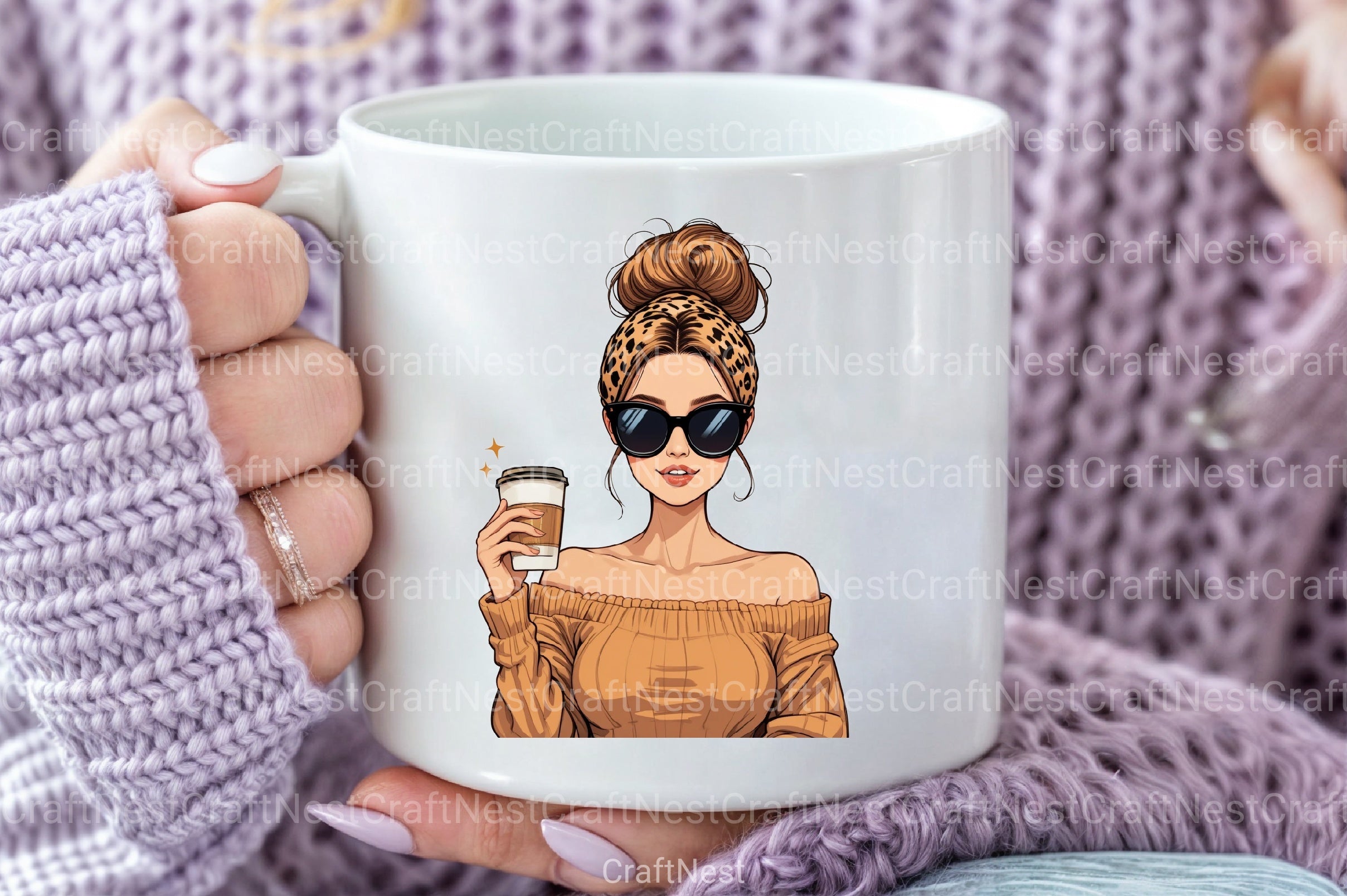 Leopard Mama Coffee Mom Bun Clipart Bundle for Mother's Day 2 - CraftNest - Digital Crafting and Art