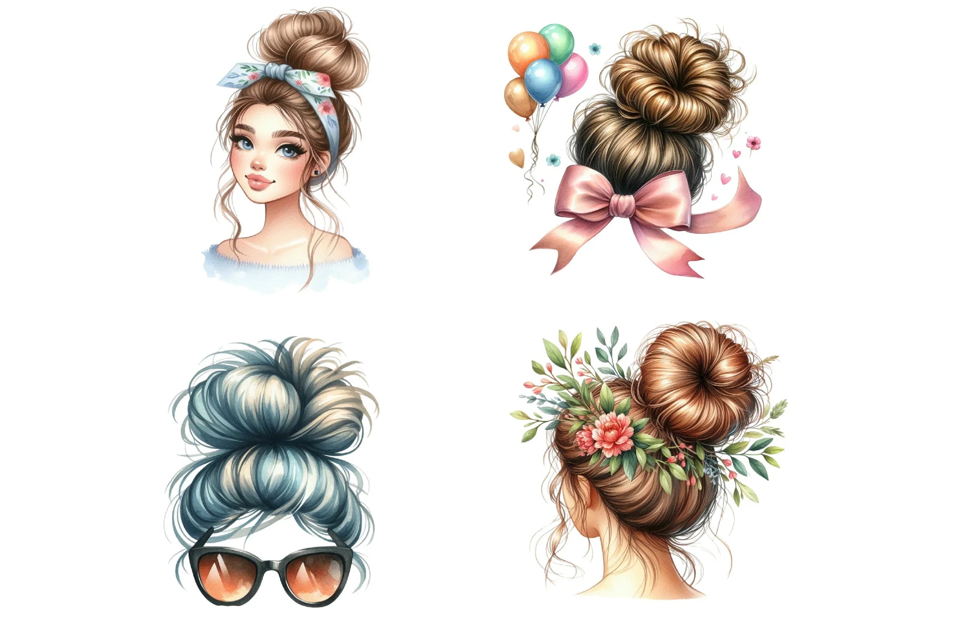 Mother's Day Messy Bun Clipart Bundle - CraftNest - Digital Crafting and Art
