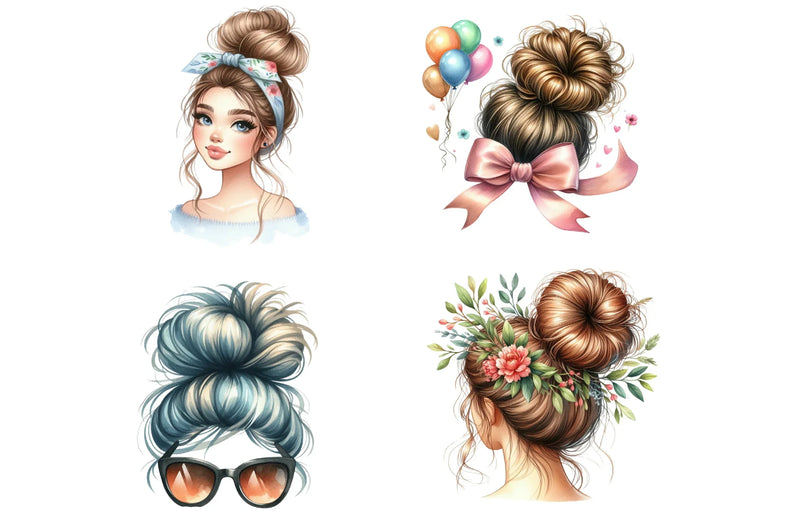 Mother's Day Messy Bun Clipart Bundle - CraftNest - Digital Crafting and Art