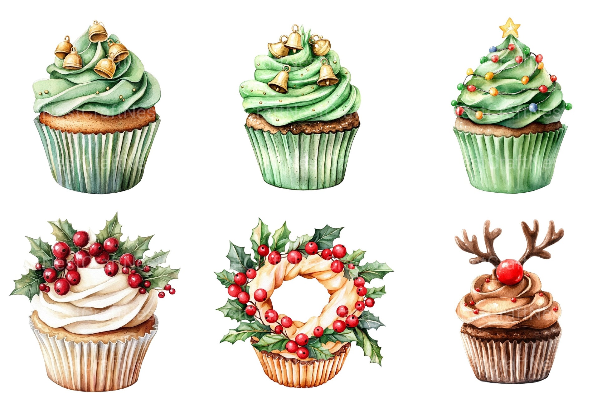 Christmas Cupcake Clipart Bundle 99 - CraftNest - Digital Crafting and Art