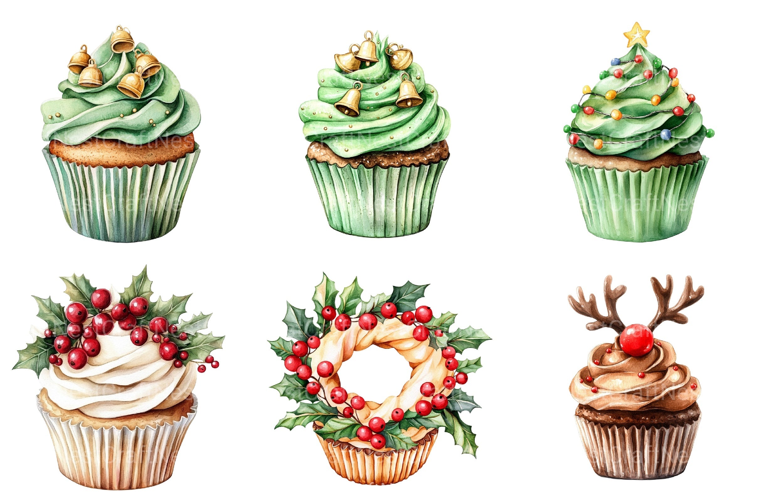 Christmas Cupcake Clipart Bundle 99 - CraftNest - Digital Crafting and Art
