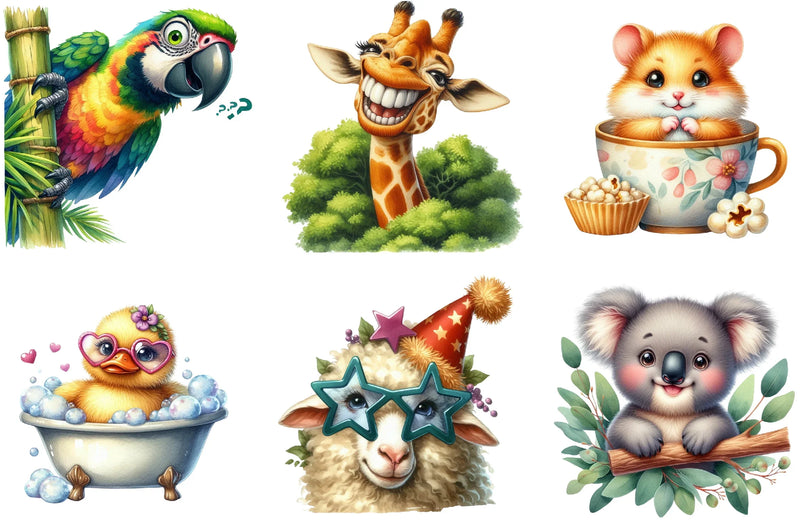 Funny Smiling Animal Peeking Clipart Bundle - CraftNest - Digital Crafting and Art