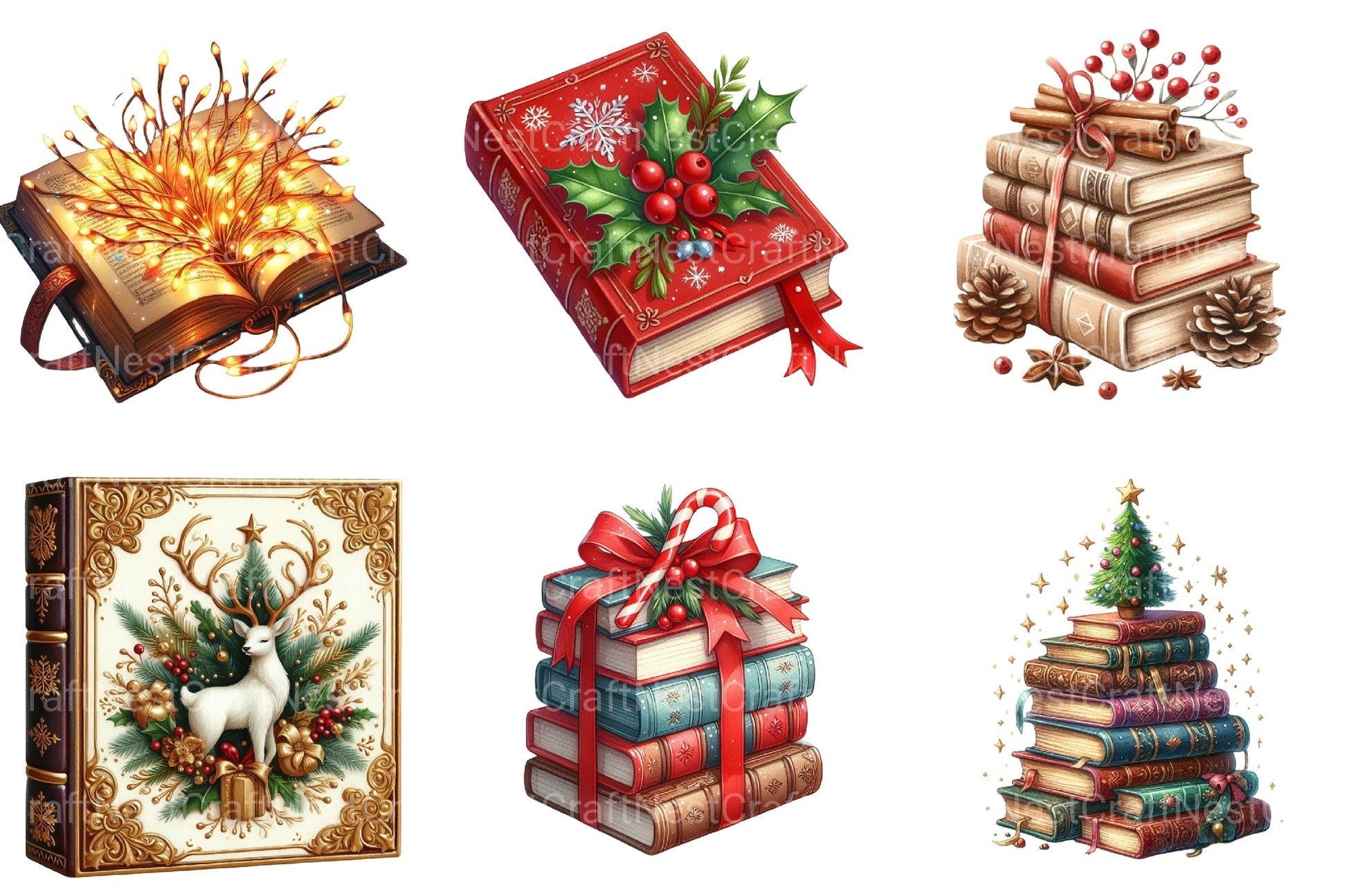 Christmas Books Clipart Bundle - CraftNest - Digital Crafting and Art