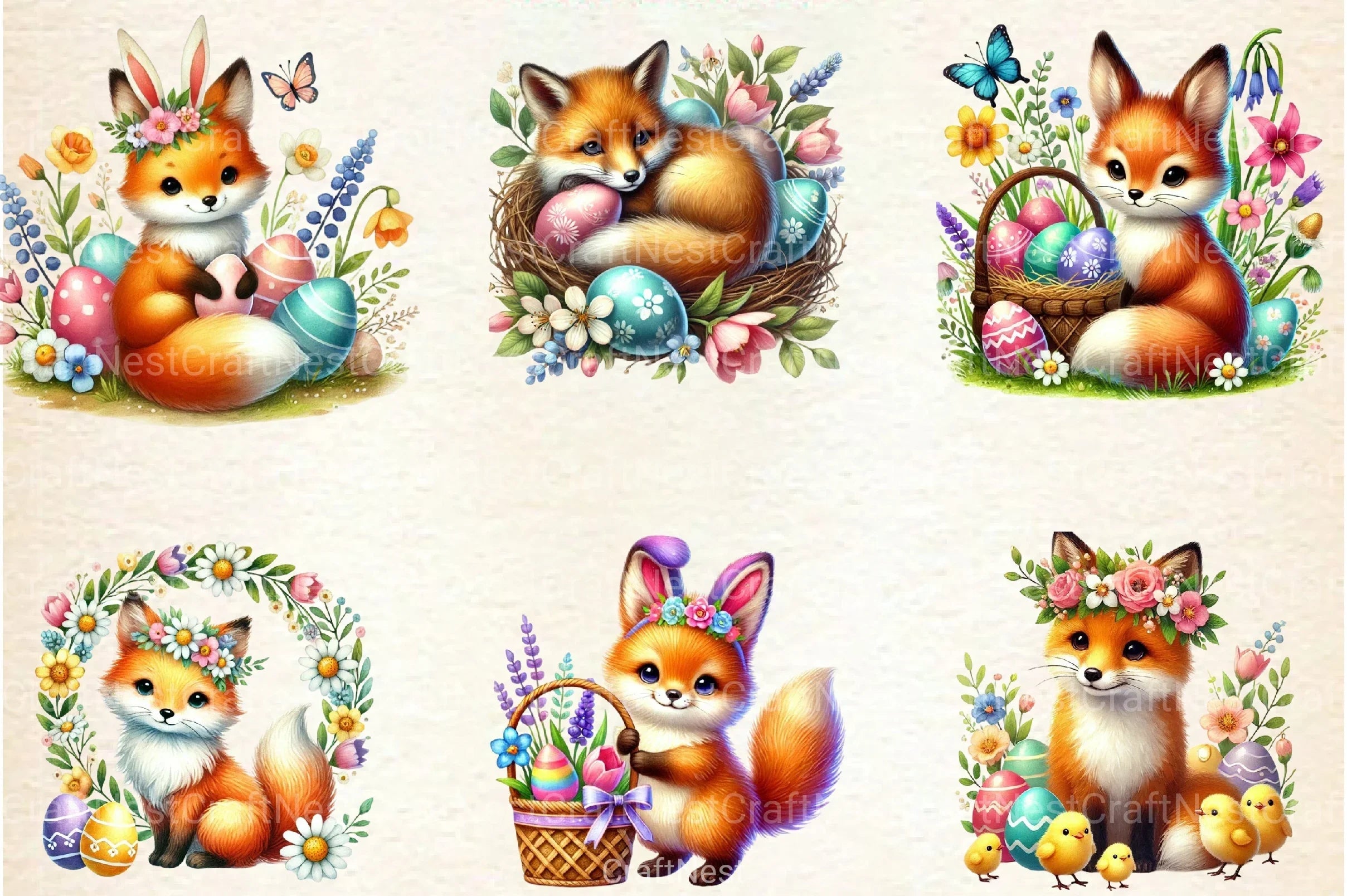 Easter Fox Clipart Bundle 55 - CraftNest - Digital Crafting and Art