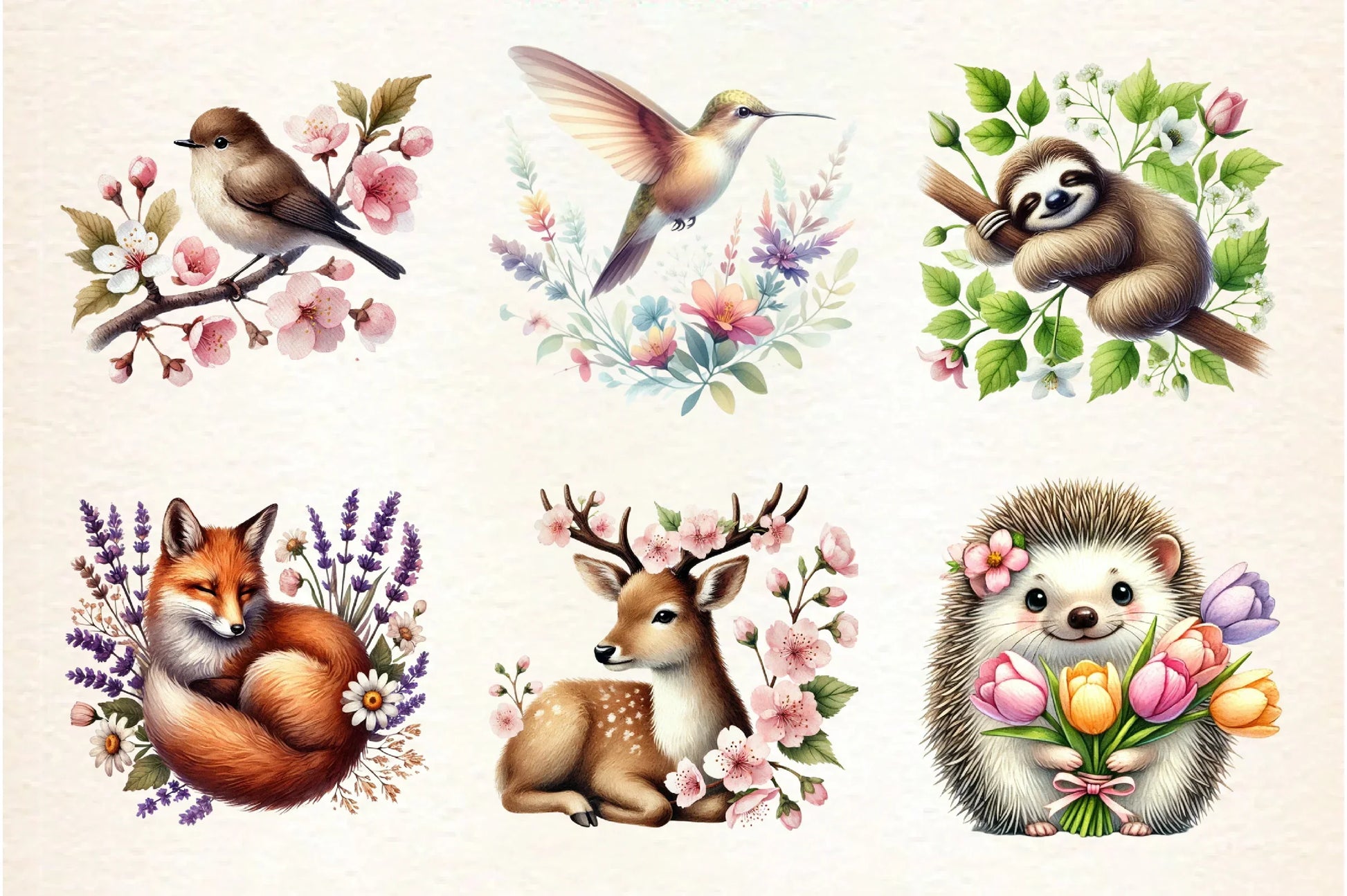 Floral Animals Spring Clipart Bundle - CraftNest - Digital Crafting and Art