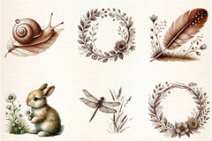 Sepia Spring Clipart Bundle - CraftNest - Digital Crafting and Art