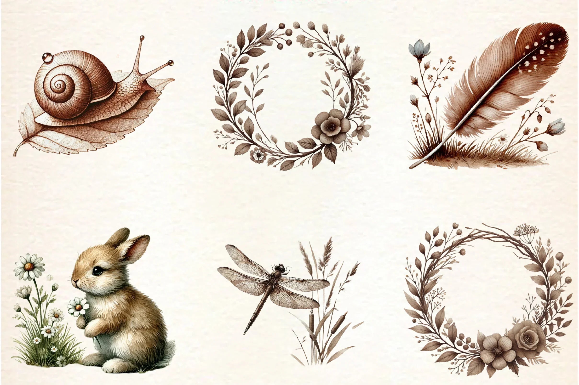 Sepia Spring Clipart Bundle - CraftNest - Digital Crafting and Art