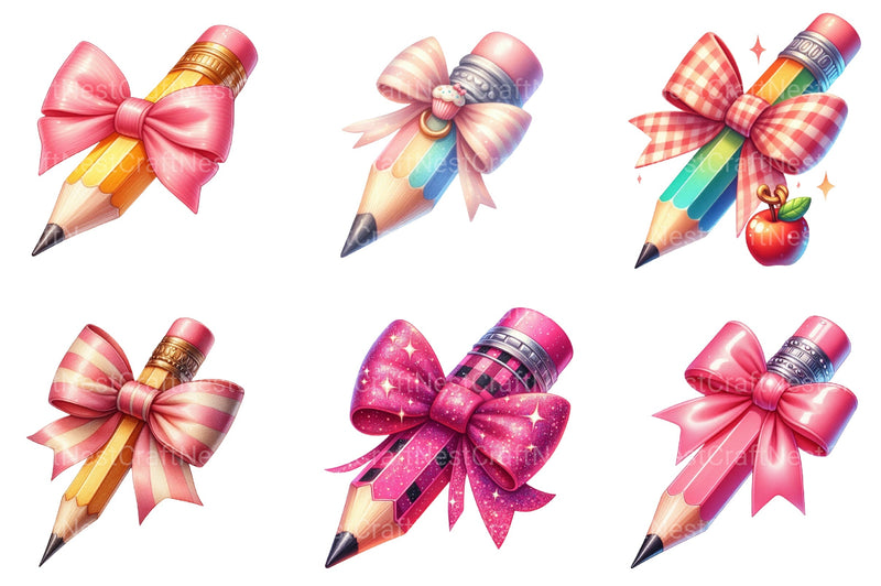Colorful Coquette Pencil School Clipart Bundle  99 - CraftNest - Digital Crafting and Art