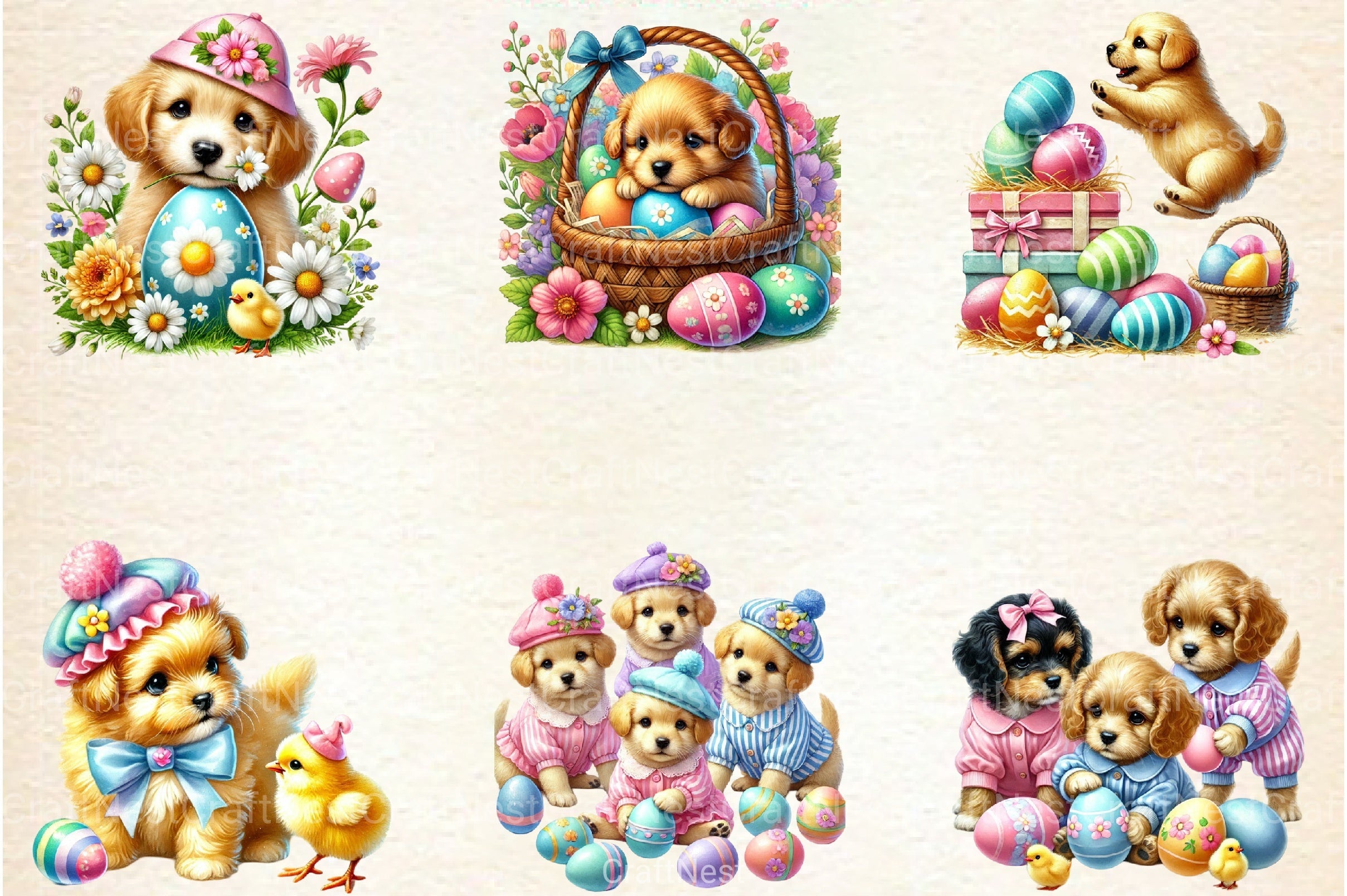 Easter Dogs Clipart Bundle 99 - CraftNest - Digital Crafting and Art