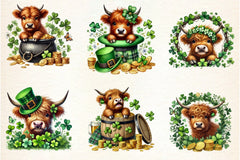 St. Patrick's Day Highland Cow Clipart Bundle - CraftNest - Digital Crafting and Art