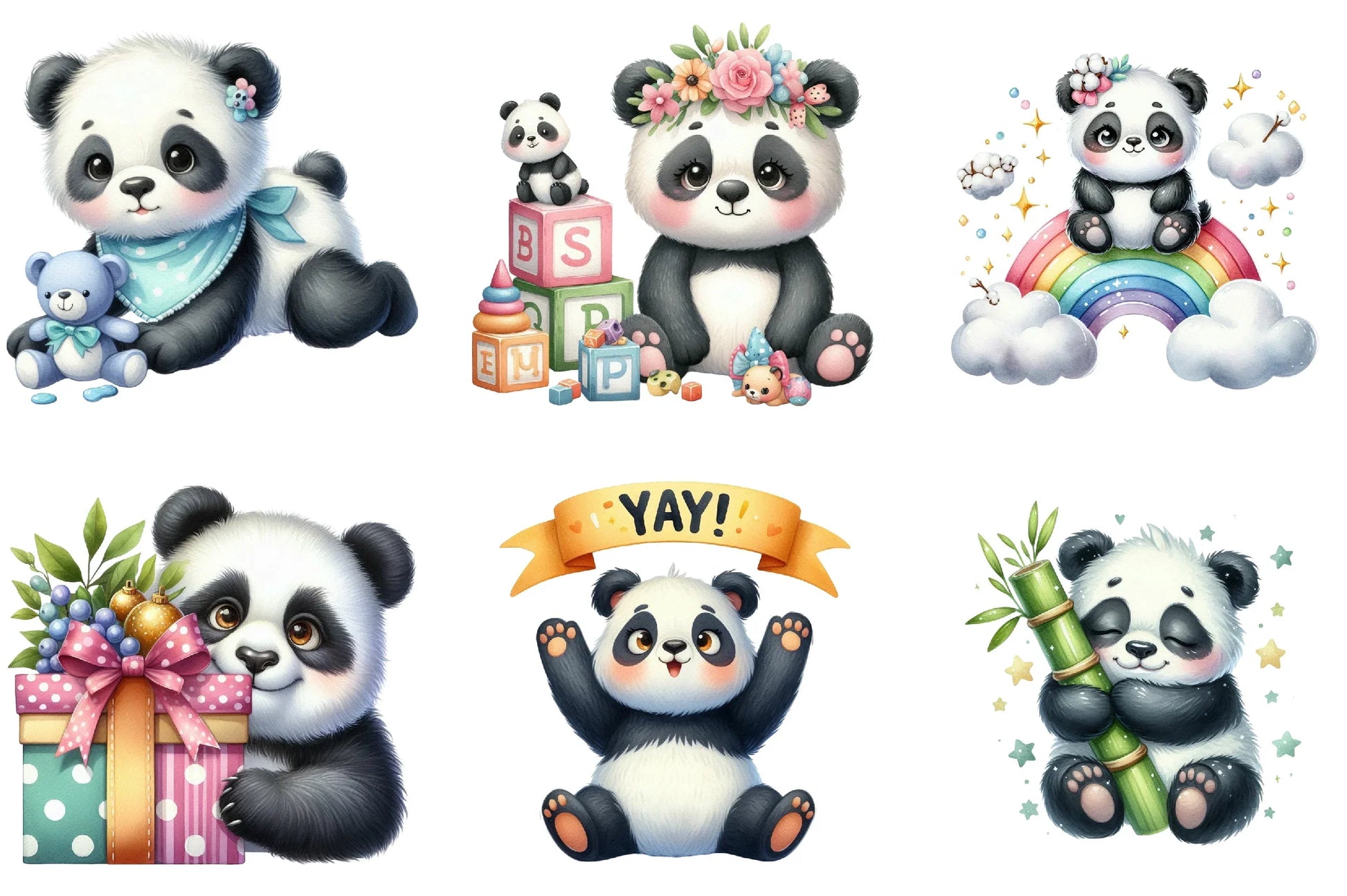 Baby Panda Clipart Bundle - CraftNest - Digital Crafting and Art