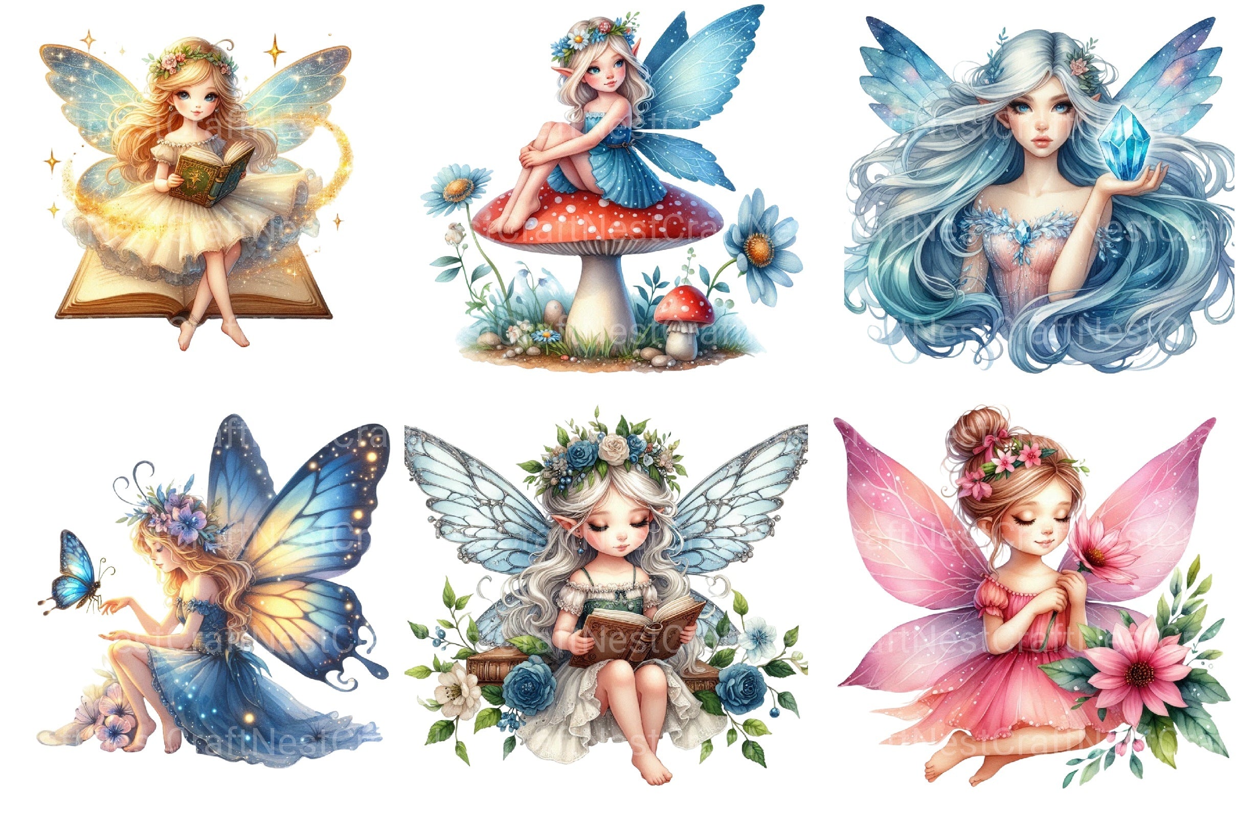 Fairy Clipart Bundle for Creative Projects - CraftNest - Digital Crafting and Art