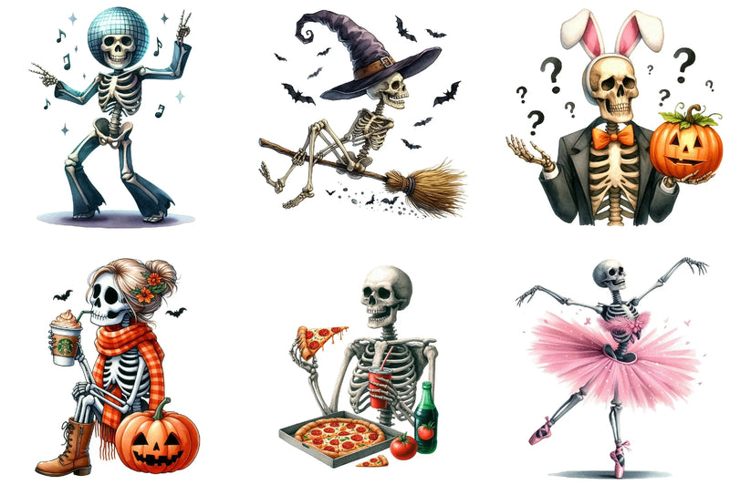 Funny Skeleton Clipart Bundle - CraftNest - Digital Crafting and Art