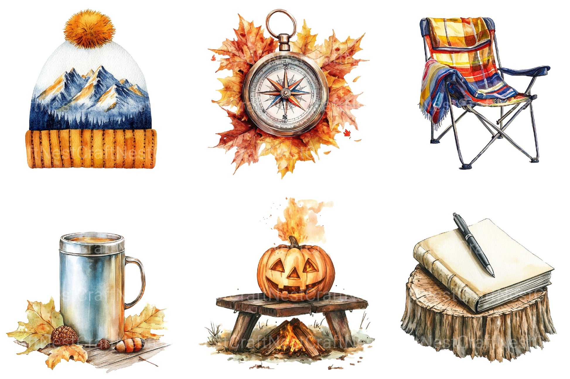 Autumn Camping Trip Clipart Bundle 1 - CraftNest - Digital Crafting and Art