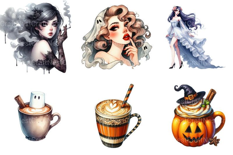 Pin Up Ghost Girl Clipart Bundle - CraftNest - Digital Crafting and Art