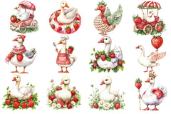 Strawberry Goose Clipart Bundle - CraftNest - Digital Crafting and Art