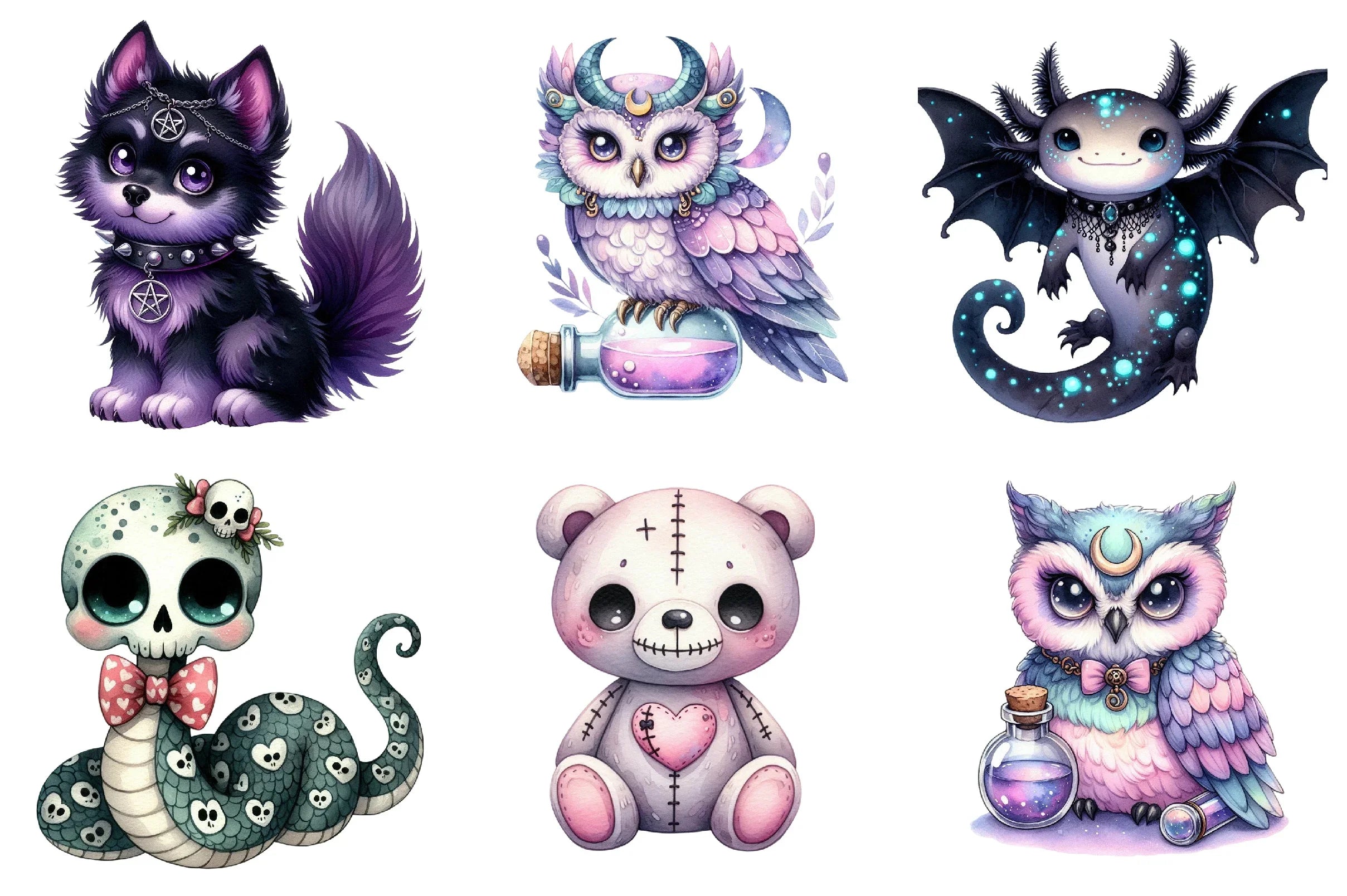 Kawaii Goth Animal Clipart Bundle - CraftNest - Digital Crafting and Art