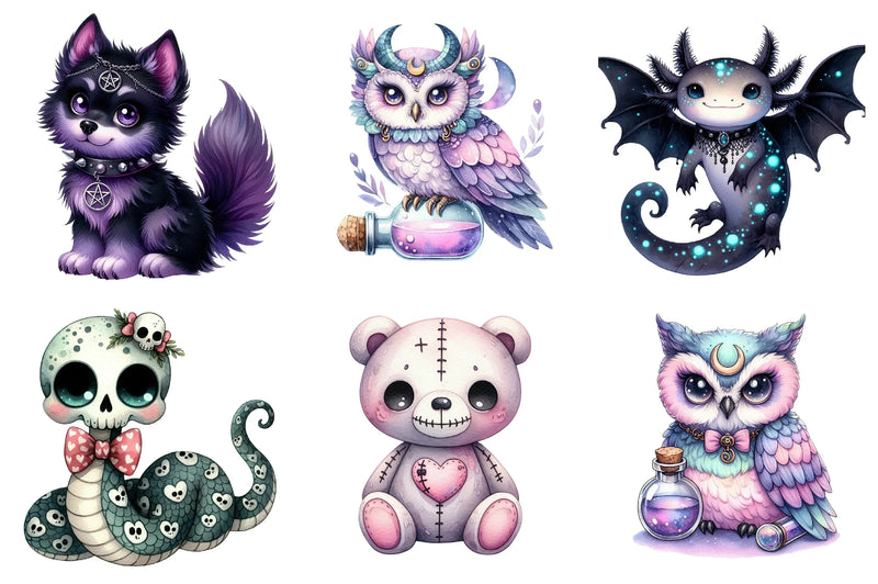 Kawaii Goth Animal Clipart Bundle - CraftNest - Digital Crafting and Art