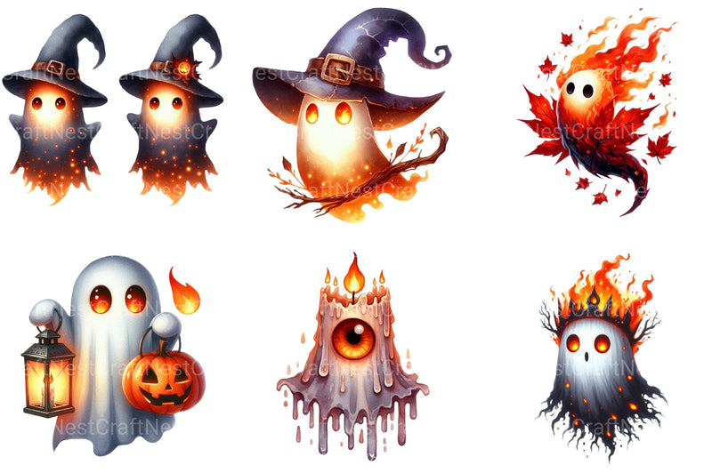 Ember Eyed Ghost Halloween Clipart Bundle - CraftNest - Digital Crafting and Art