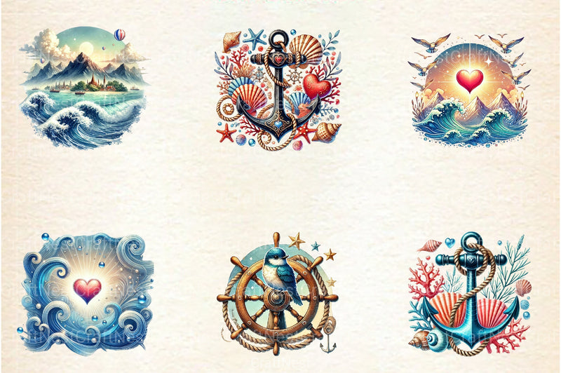 Nautical Valentine's Clipart Bundle - CraftNest - Digital Crafting and Art