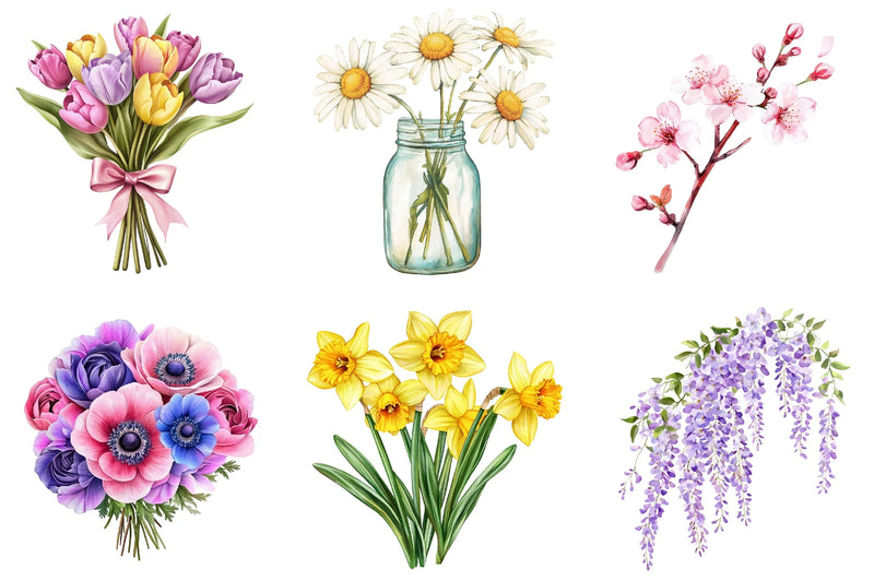 Spring Flowers Clipart Bundle - CraftNest - Digital Crafting and Art