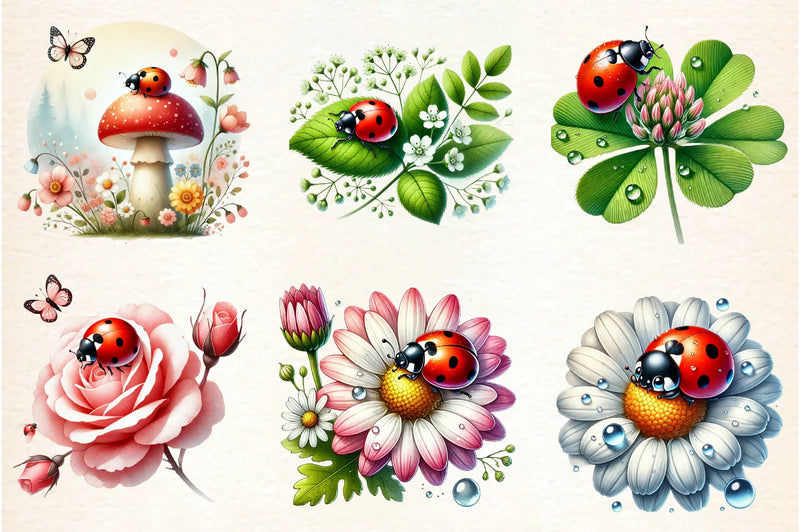 Spring Ladybug Clipart Bundle - CraftNest - Digital Crafting and Art