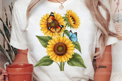 Sunflower and Butterfly Clipart Bundle 99 - CraftNest - Digital Crafting and Art