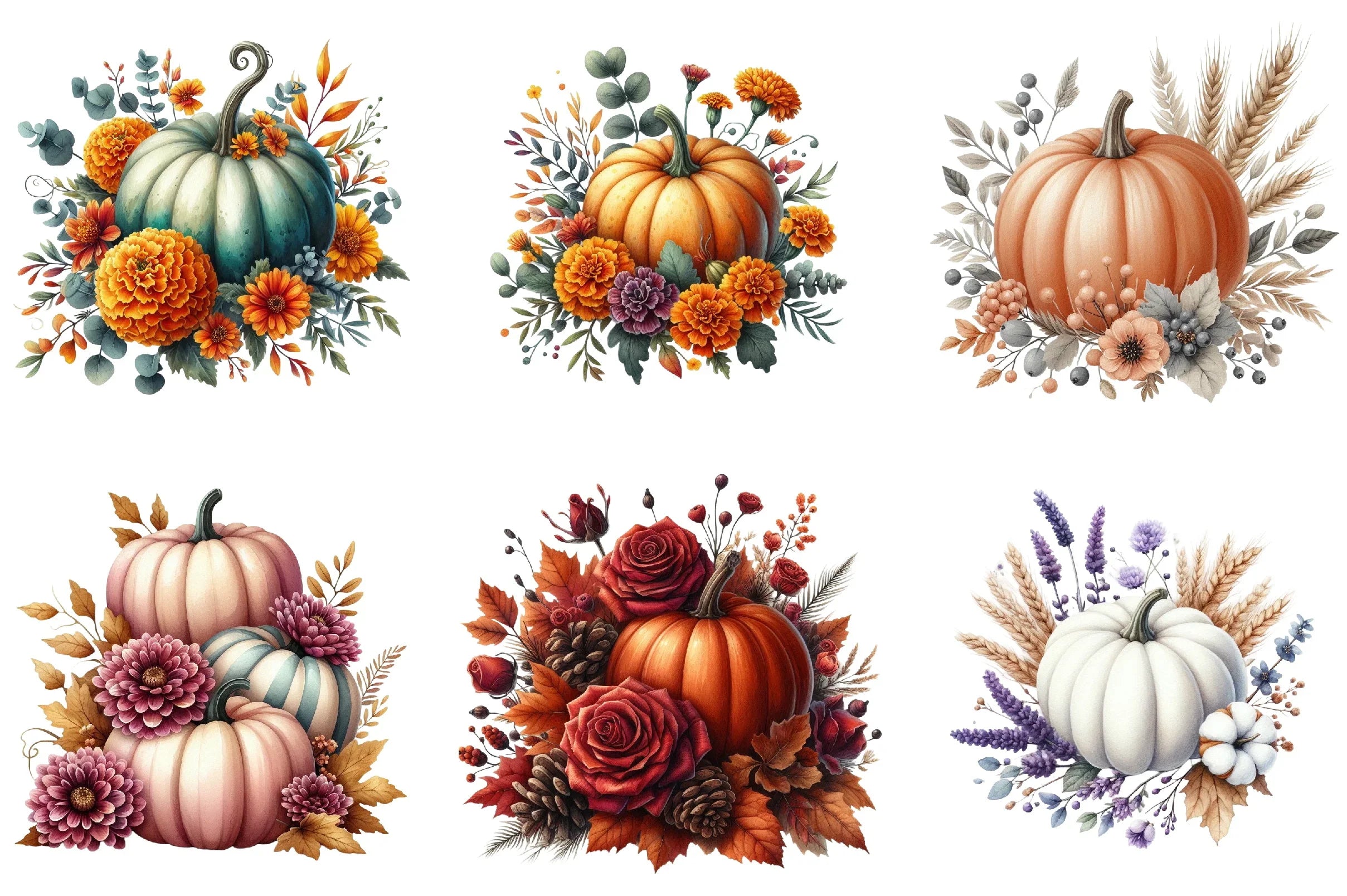 Fall Floral Pumpkin Clipart Bundle - CraftNest - Digital Crafting and Art